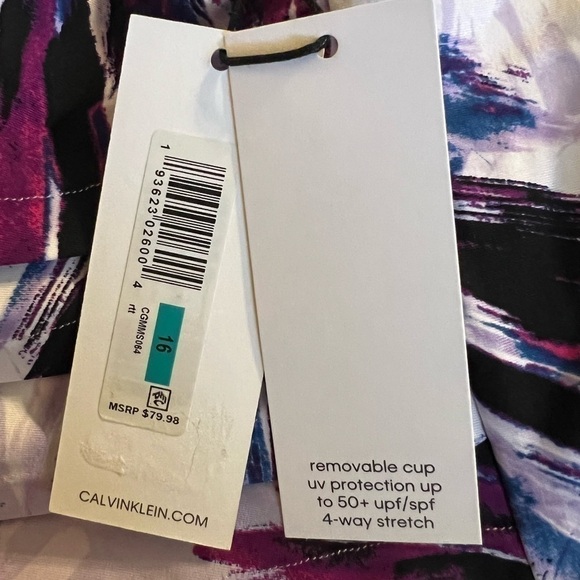 Calvin Klein Rosette Multi Island Feather Starburst One Piece Swimsuit - Picture 11 of 15